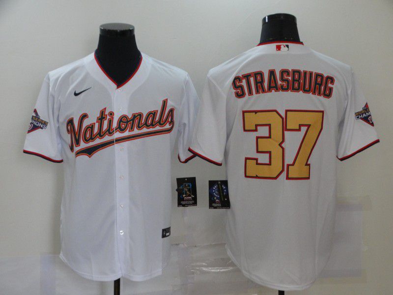 Men Washington Nationals #37 Strasburg White 2020 Game MLB Jerseys->arizona diamondback->MLB Jersey